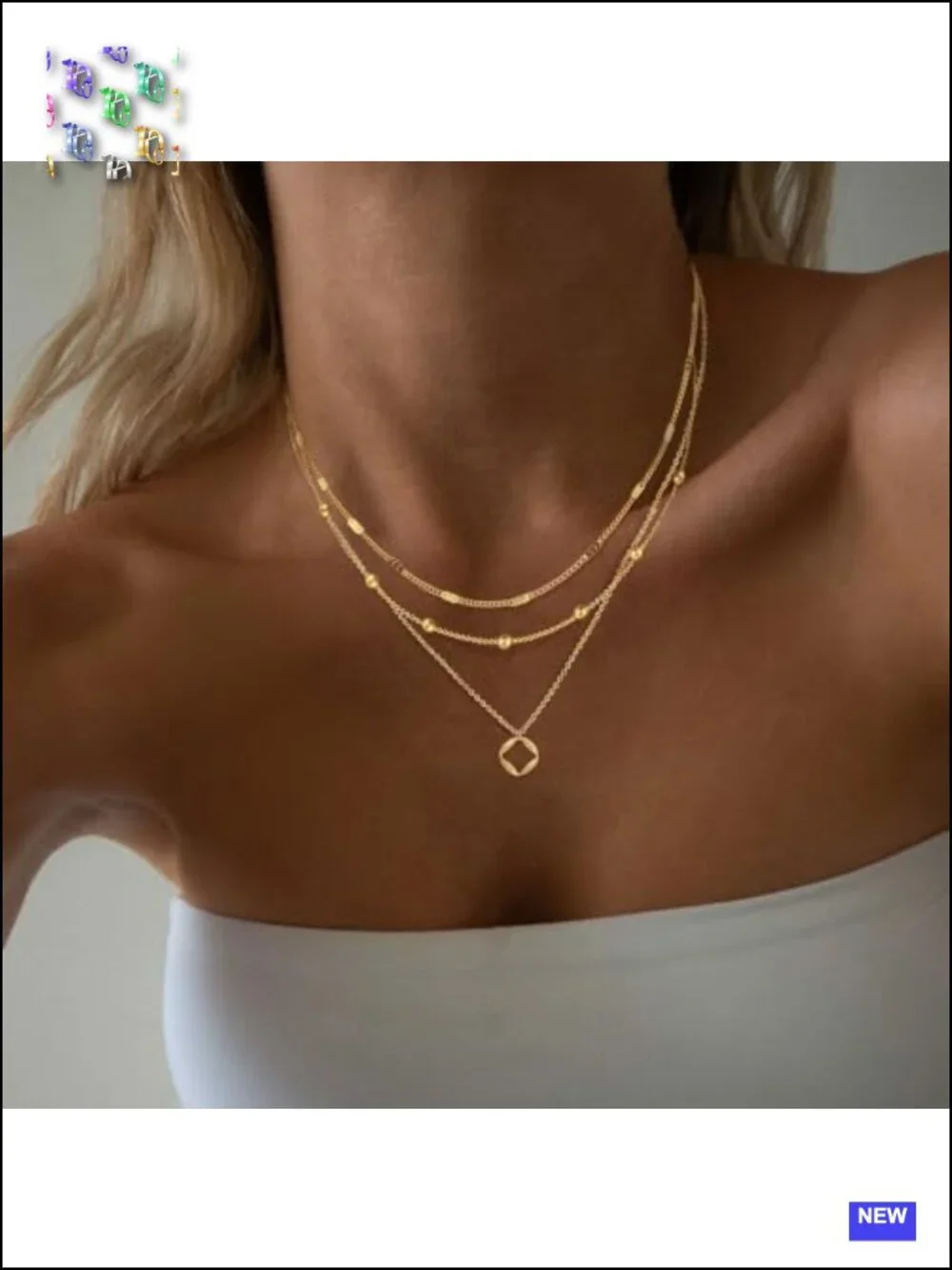 Layered Gold Chain Necklace Set Dainty 14K Gold Plated Stack